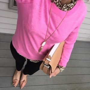 J Crew Tippi Sweater Heathered Neon Pink Sz M